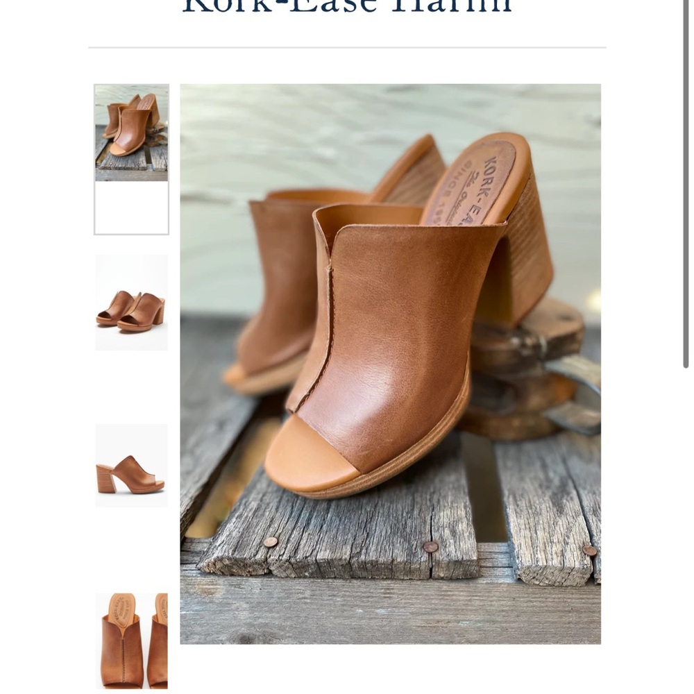 Women's Brown Leather Slide Sandals Kork-Ease
